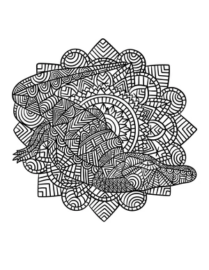 Página para Colorir Mandala Simples de Crocodilo