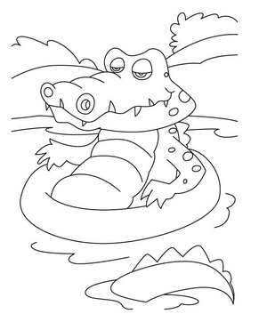 Página para Colorir Jacaré Relaxando