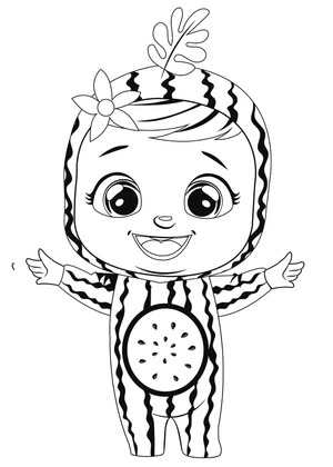 Página para Colorir Bebês Chorando com um Toque de Fruta