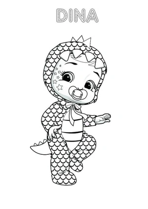 Página para Colorir Dina, os Cry Babies
