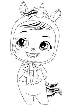 Página para Colorir Cry Babies Unicórnio Sonhador