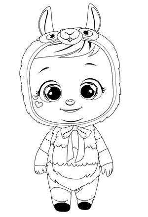 Página para Colorir Lhama Lena de Cry Babies