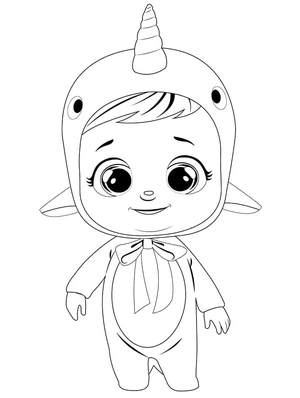 Página para Colorir Narvie, o Narval dos Cry Babies