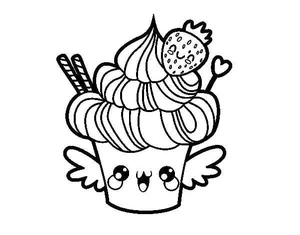 Página para Colorir Página para Colorir de Cupcake Adorável