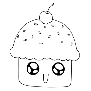 Página para Colorir Cupcake Adorável para Imprimir
