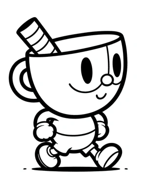 Página para Colorir Adorável Cuphead