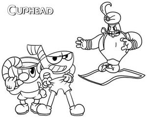 Página para Colorir Página de Colorir com Contorno do Cuphead