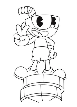 Página para Colorir Página de Colorir Alegre do Cuphead