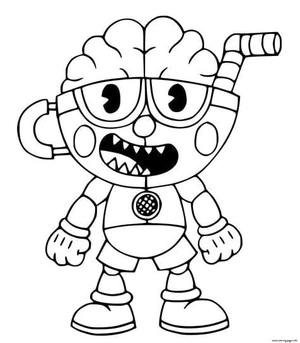 Página para Colorir Cuphead Furioso