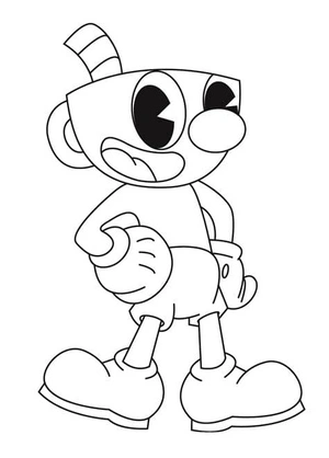 Página para Colorir Cuphead Alegre