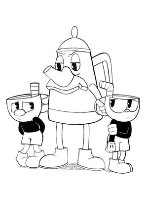 Página para Colorir Página para Colorir de Cuphead - Esboço