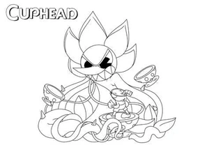 Página para Colorir Cuphead Contornado