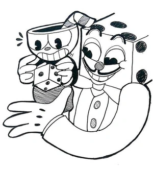 Página para Colorir Imagem Gratuita de Cuphead