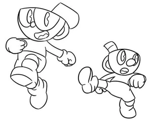 Página para Colorir Correndo com Cuphead