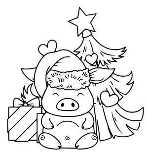 Página para Colorir Um Porquinho Festivo Adorável
