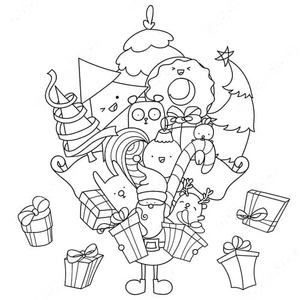 Página para Colorir Foto de Natal Adorável