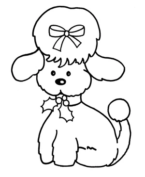 Página para Colorir Poodle de Natal Adorável