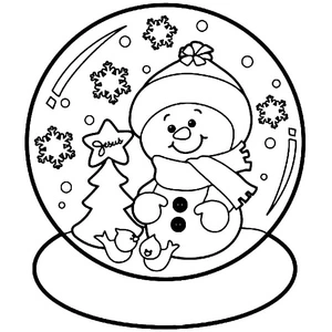 Página para Colorir Globo de Neve de Natal Adorável