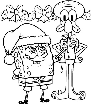 Adoráveis Bob Esponja e Lula Molusco em Tema de Natal