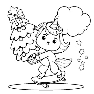 Unicórnio Adorável com Tema de Natal