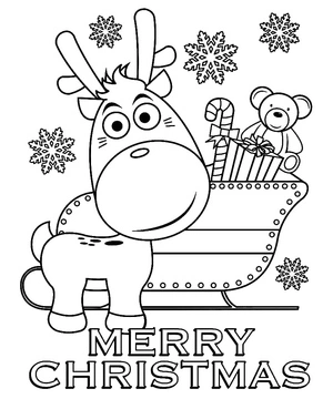 Página para Colorir Rena Charmosa de Natal