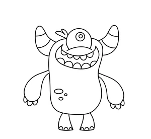 Página para Colorir Ilustração de Monstro Adorável