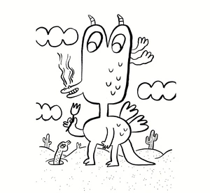 Página para Colorir Ilustração Grátis de Monstro Fofo - Evite rotular como Página para Colorir de Monstro Adorável