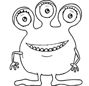 Página para Colorir Esboço de Monstro Doce