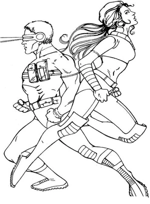 Página para Colorir Página para Colorir Ciclope e Jean Grey dos X-Men
