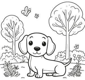 Página para Colorir Um filhote de Dachshund