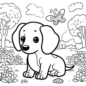 Página para Colorir Dachshund Filhote Adorável