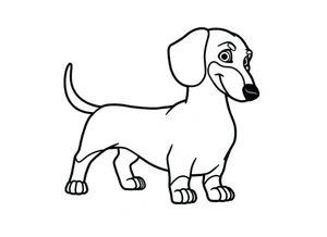 Página para Colorir Desenho Animado de Dachshund