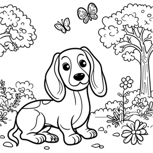 Página para Colorir de Dachshund para Imprimir Grátis