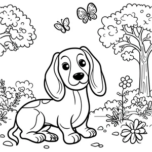 Página para Colorir Página para Colorir de Dachshund para Imprimir Grátis
