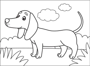 Página para Colorir Dachshund Alegre