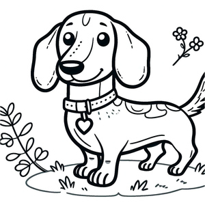 Página para Colorir de Dachshund Adorável para Imprimir
