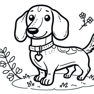Página para Colorir Página para Colorir de Dachshund Adorável para Imprimir