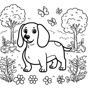 Página para Colorir Página para Colorir de Dachshund para Imprimir