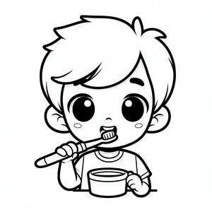 Garoto Fazendo Rotina Diária de Escovação dos Dentes