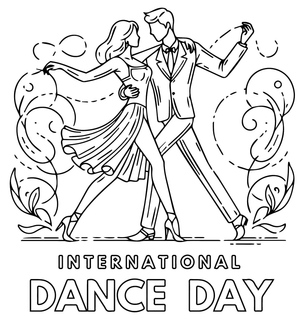 Página para Colorir Celebração de Dança
