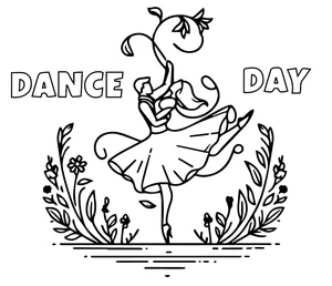 Página para Colorir Imagem para o Dia da Dança