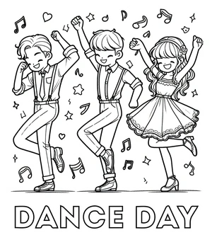 Página para Colorir Celebração Internacional de Dança