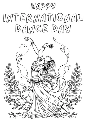 Página para Colorir Celebração do Dia Internacional da Dança