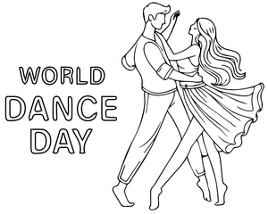 Página para Colorir Material para o Dia Mundial da Dança