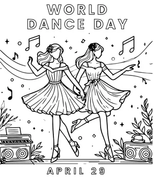 Página para Colorir Celebração do Dia Mundial da Dança