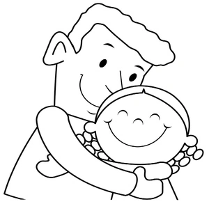 Página para Colorir Pai Abraçando Filha Pequena