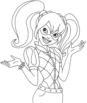 Página para colorir DC Super Hero Girls com Harley Quinn