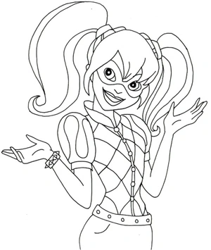Página para Colorir Página para colorir DC Super Hero Girls com Harley Quinn