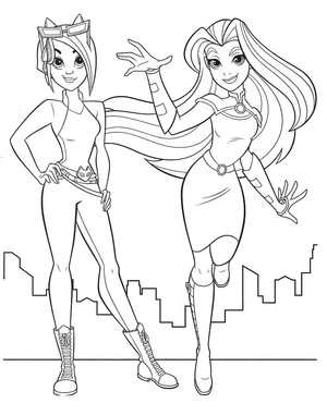 Página para Colorir Fantásticas Garotas Super-Heróis da DC
