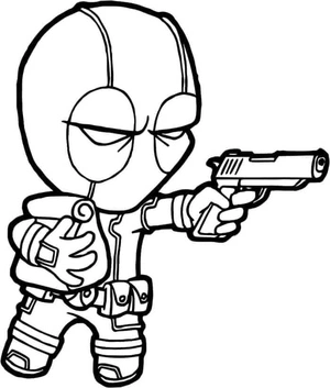 Página para Colorir Deadpool Fofo
